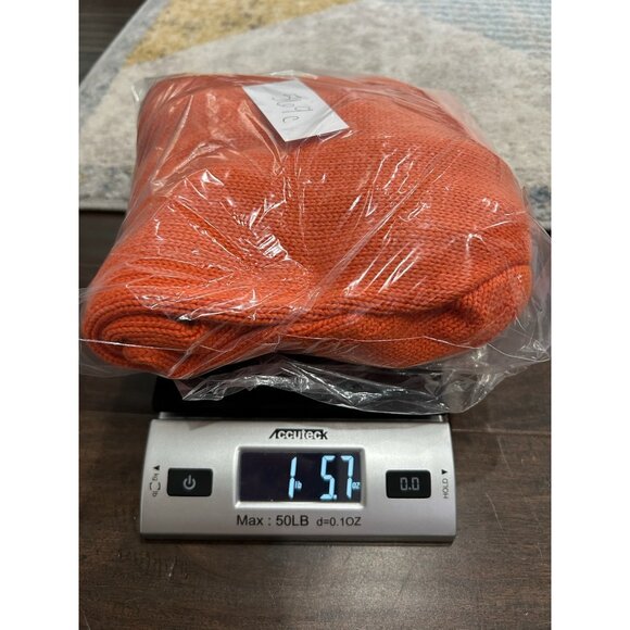 Polo By Ralph Lauren Orange Cotton Knit Crewneck Sweater Green Logo Size L - Picture 10 of 10